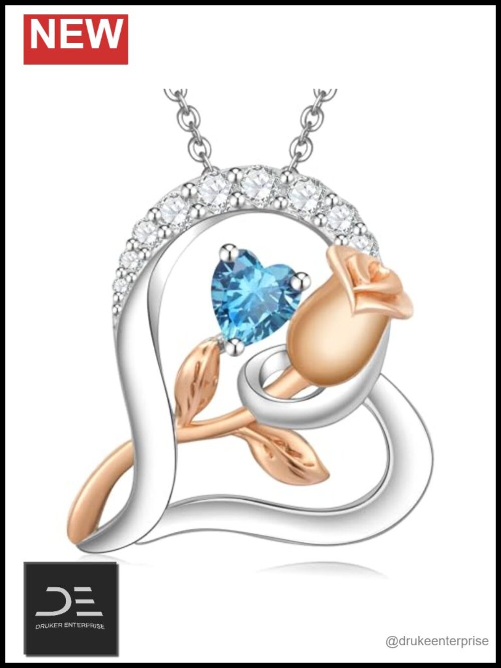 925 Sterling Silver Floral Heart Birthstone Pendant Necklace Jewelry Gift